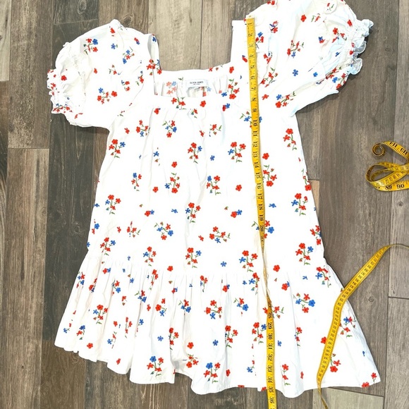 Olivia James the Label Sophie Dress Ruffle Square Neck Floral Size Large White - Picture 9 of 11